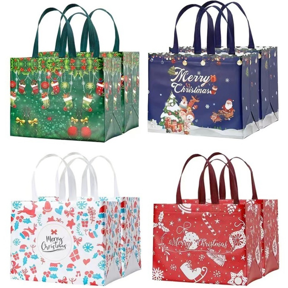 Christmas 8 piece reusable tote bags